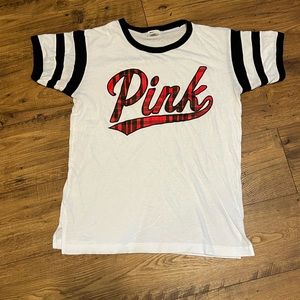 Pink Brand black, red and white short sleeve shirt